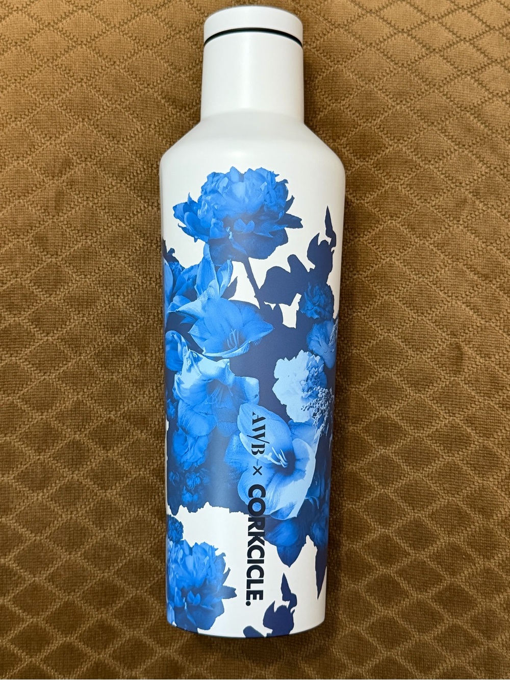 Corkcicle White Bottle with Blue Floral Print